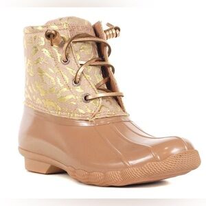 Sperry Saltwater Duck Boots Waterproof Rain Snow Boots Rose Gold Sz 9.5 NWOB